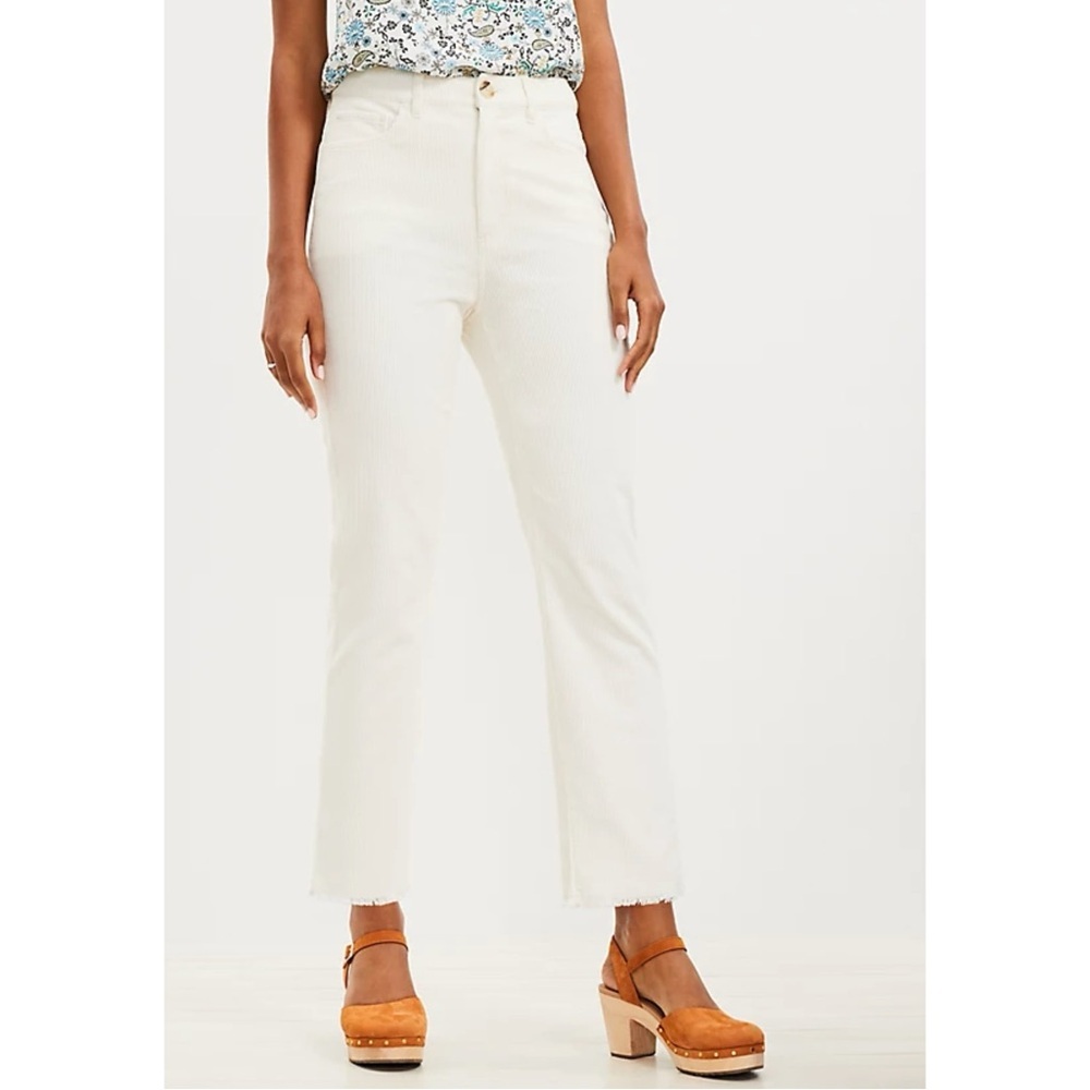 LOFT Made And Loved Straight Corduroy Pants Whisper White Size 8 / 29